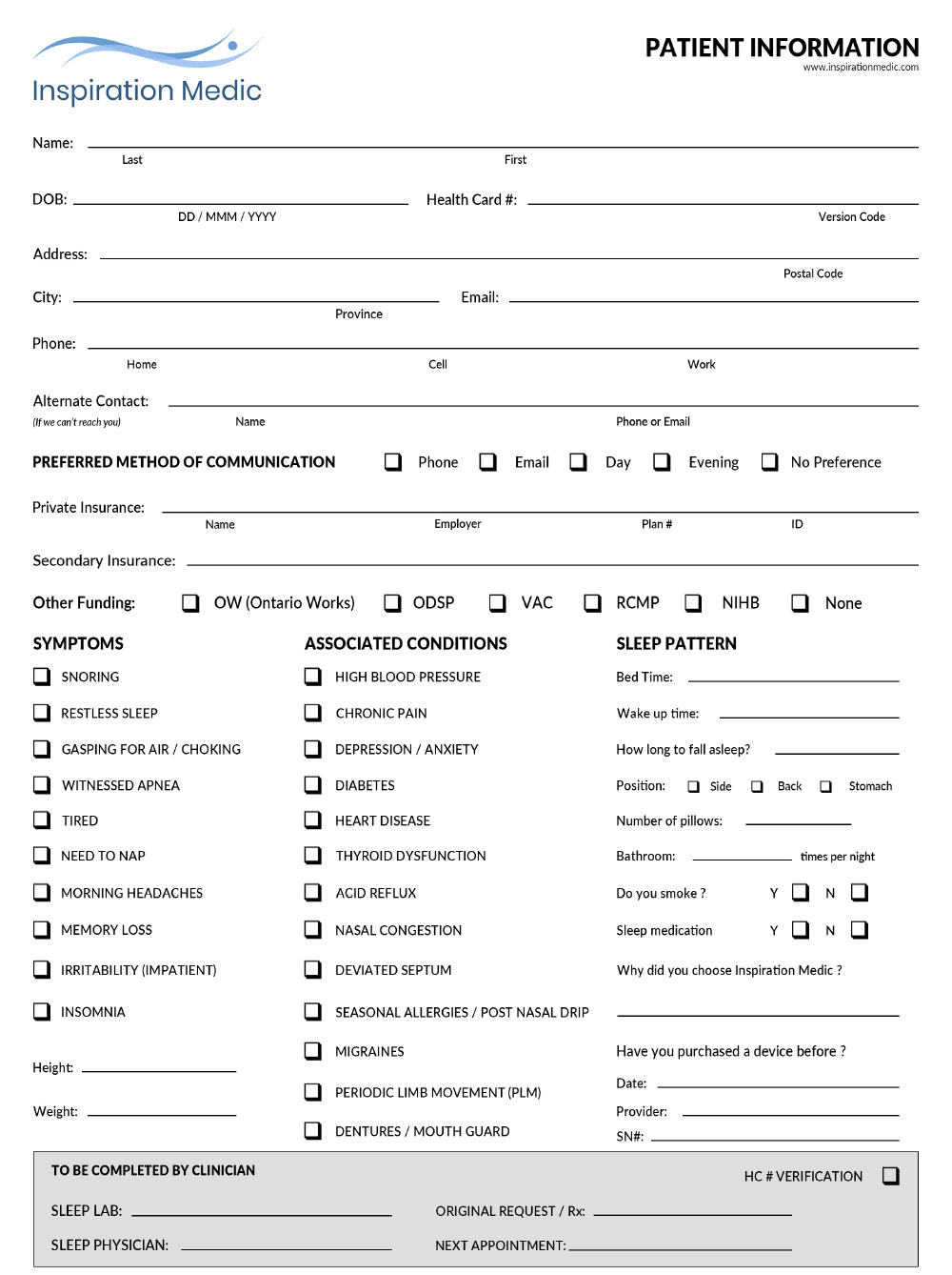 English Patient Information Form - Inspiration Medic